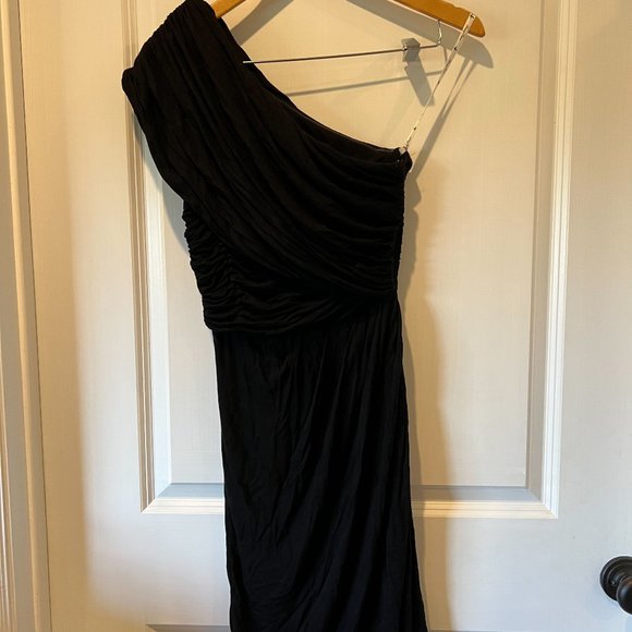 Tracy Reese Draped One Shoulder Black Dress - P - Picture 1 of 2